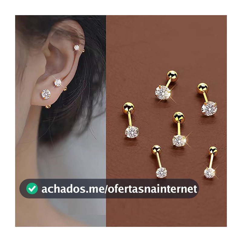 6 Pçs/Set Aço Inoxidável Verde Zircão Orelha Studs Brincos Para Mulheres Helix Tragus Redondo Pequena Cartilagem Brinco