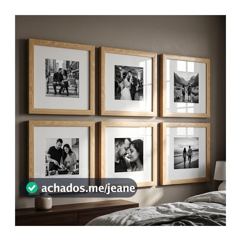 Kit 6 Quadros Decorativos 23x23 Para Sala Quarto Com Vidro Acrílico