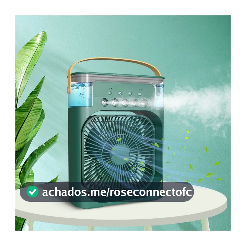 Mini Ventilador Umidificador Portátil Silencioso Reservatório Led