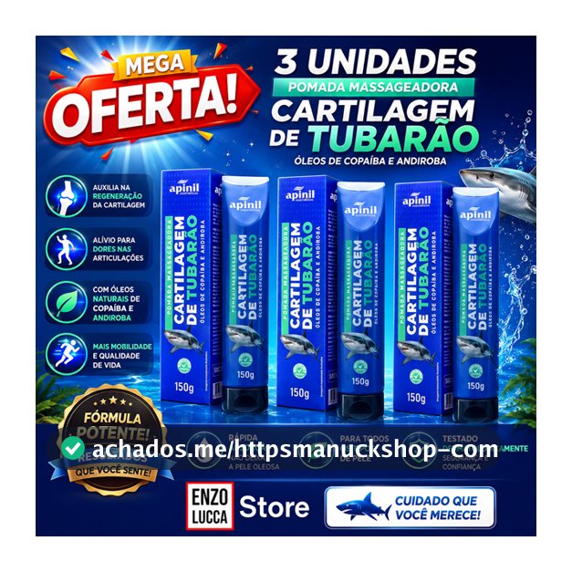 Kit 3 unidades Gel Massageador Cartilagem Tubarão 150g APINIL