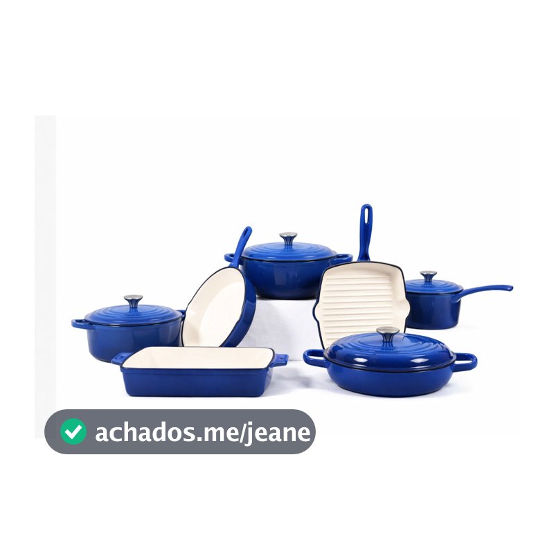 Jogo de Panelas Azul Ferro Fundido Esmaltado Gourmet 11 Peças