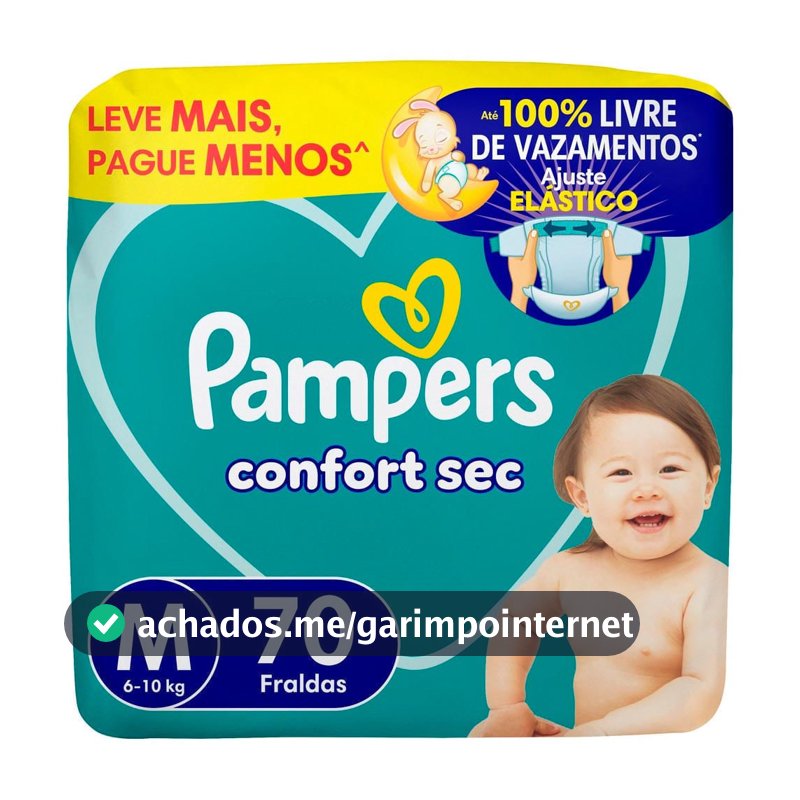 Fralda Pampers Confort Sec Tamanho M 70 Unidades Descartáveis