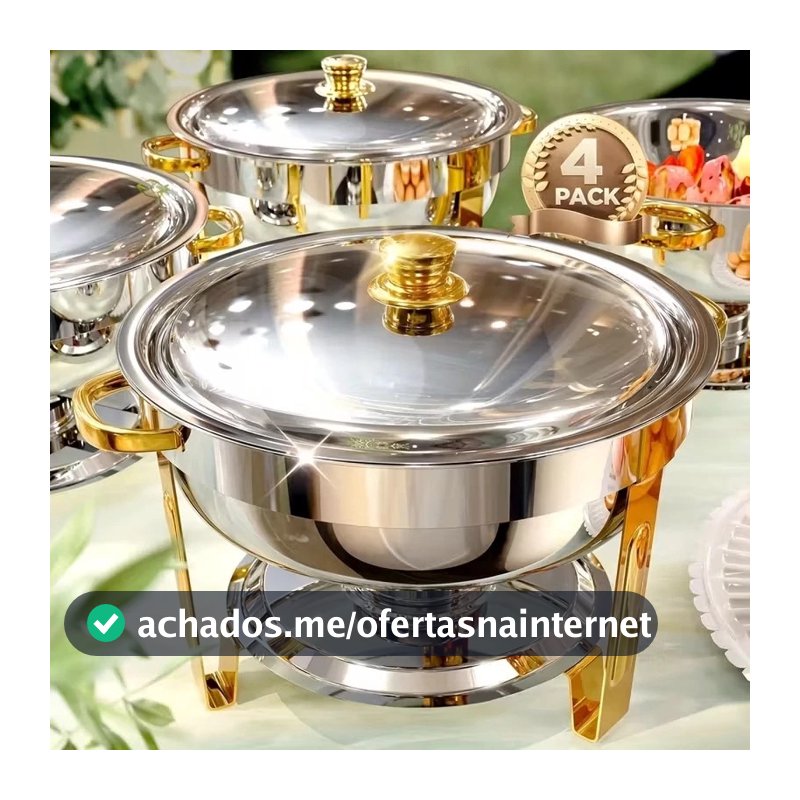Rechaud Inox Redondo 6 Litros Banho Maria Aquecedor Alimento aço inox litros