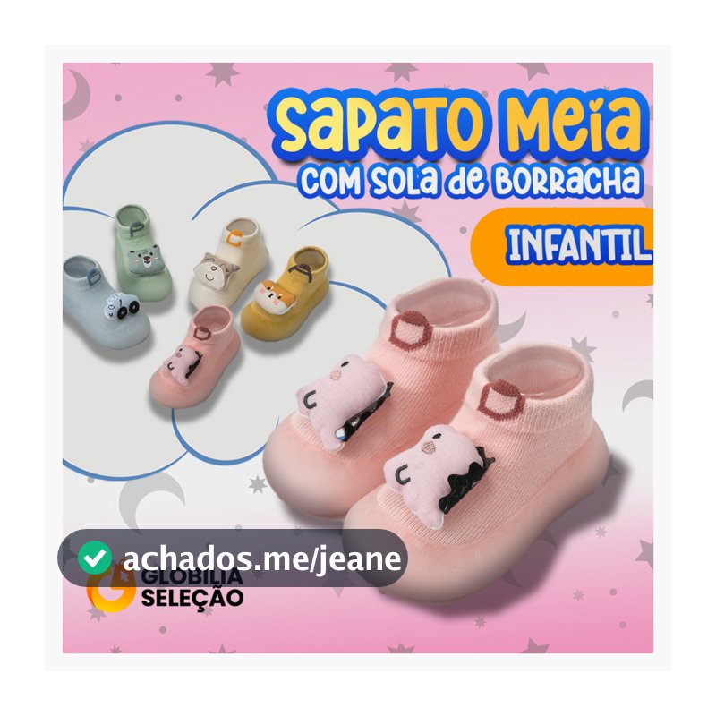 Meia para Sola Sortida Bebê com Emborrachada Antiderrapante Infantil Menina Menino 0 a 3 anos