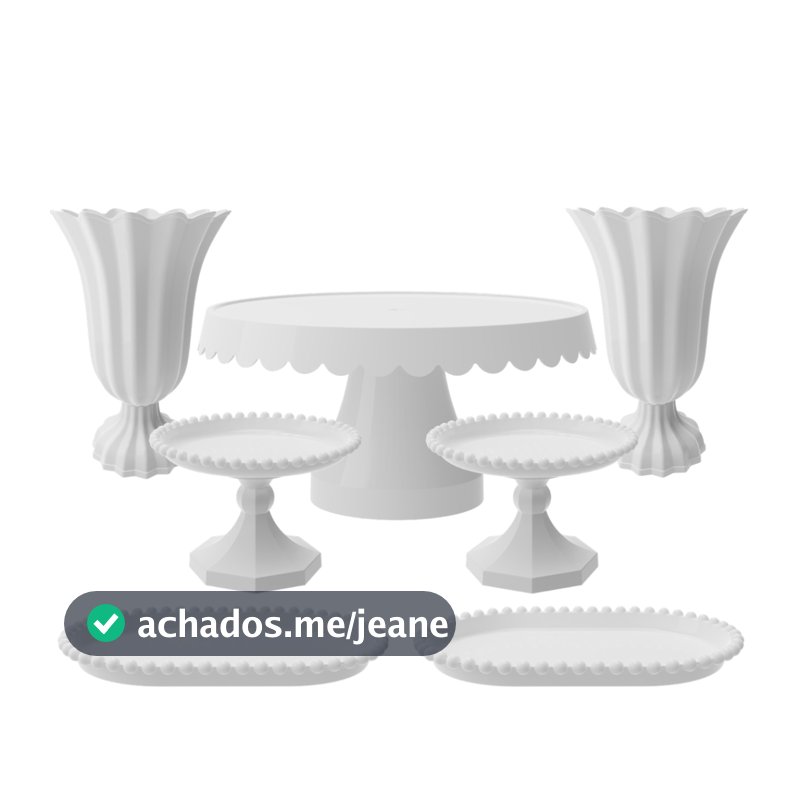 Kit Aniversário 7 Peças Vasos Boleira Decoração Eventos Infantil Doces Bolo