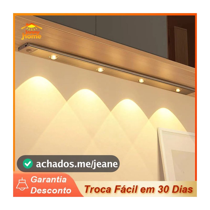 60cm Luminária Barra LED Recarregável Sensor de Movimento 3 Cores Luz para Armário e Guarda-Roupa