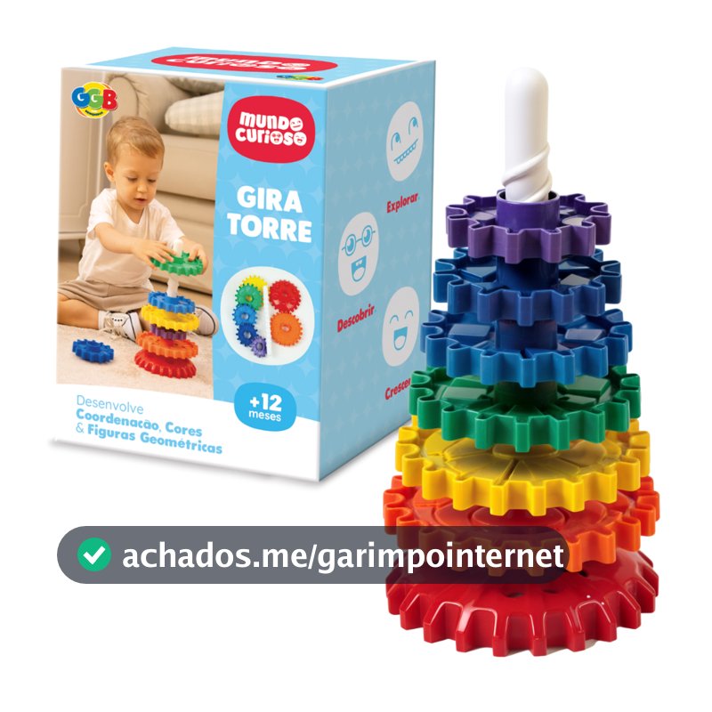 Brinquedo Infantil Didático Educativo Engrenagem Gira Torre