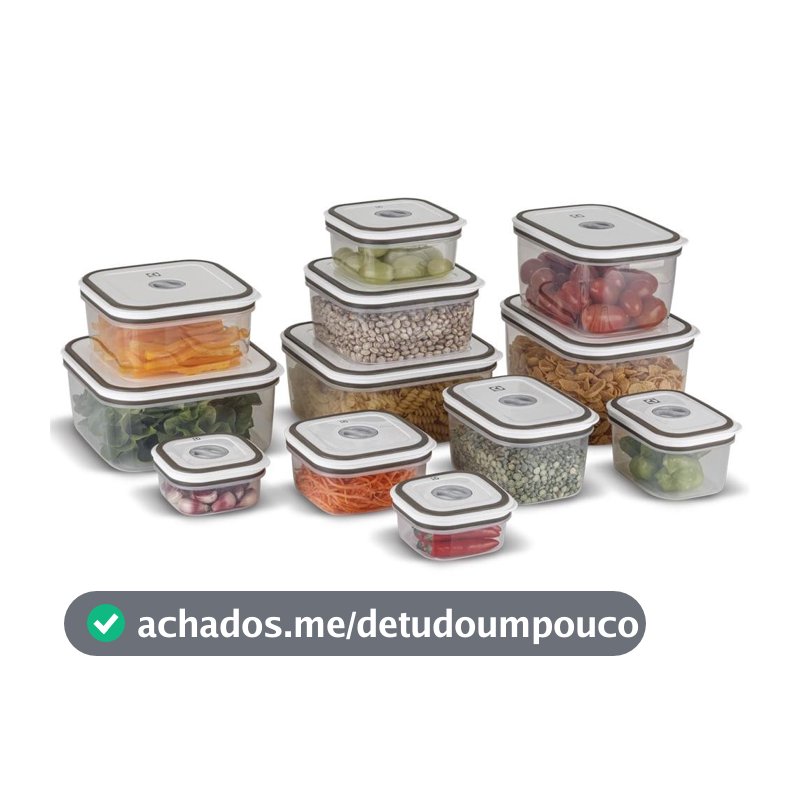 Potes Herméticos Electrolux de Plástico Cinza Retangular com 12 Unidades