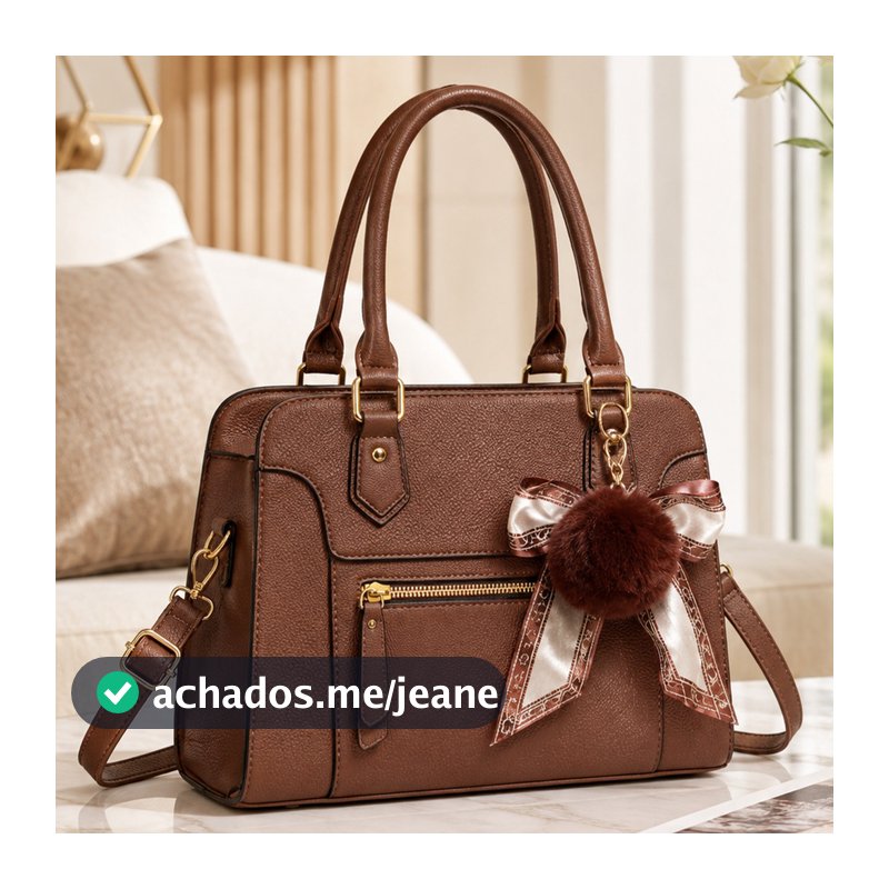 Bolsa Feminina Com Laço Pompom Alça Transversal Removivel Bolsa De Mão Casual Elegante Varias Cores