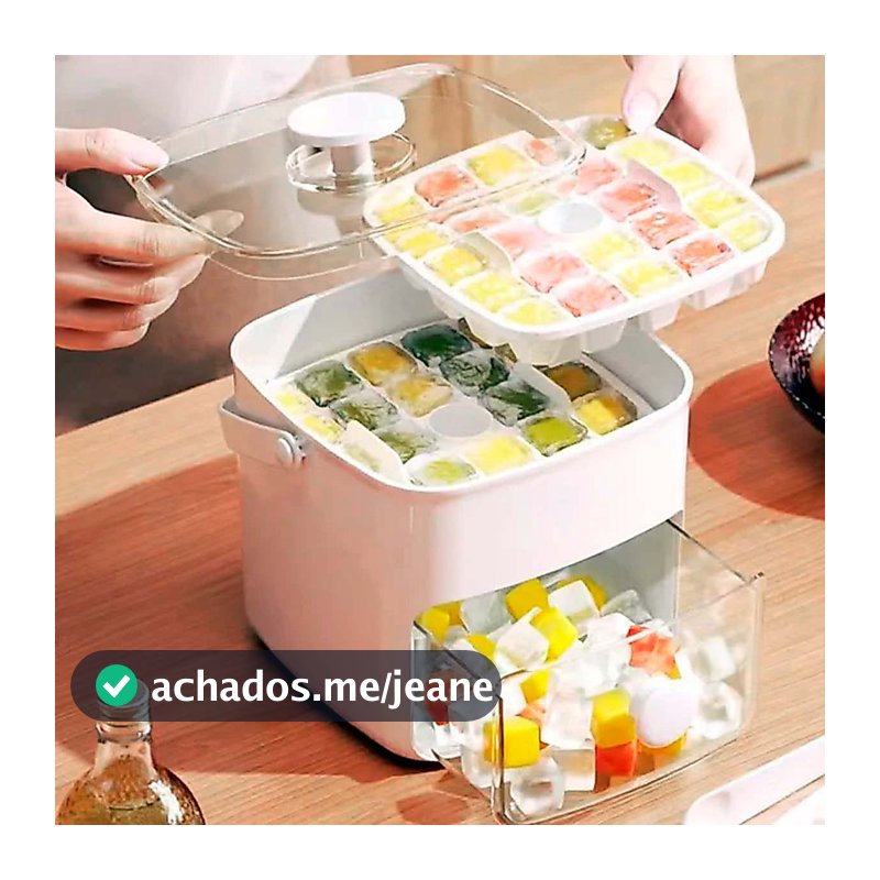 Dispenser De Gelo Bandeja Caixa  48 Cubos Com Gaveta Botão Solta Gelo E Pegador Luxo