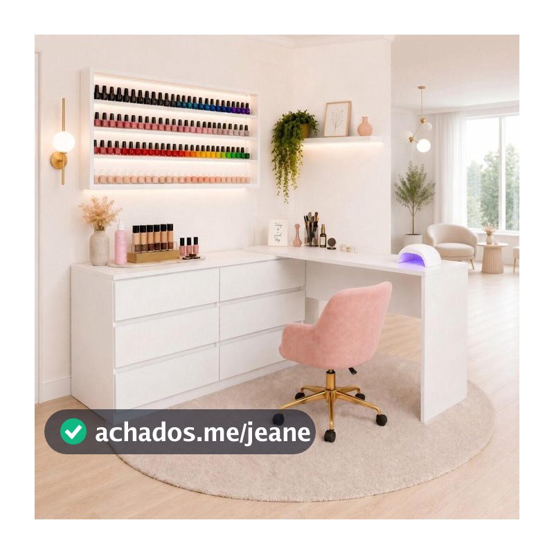 Mesa Profissional para Manicure em L com 6 Gavetas Elegance Multimóveis MP6067