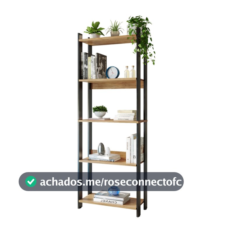 Estante Livreiro Industrial 178cm 5 Prateleiras Nichos Organizadora Multiuso p/ Sala Quarto Cozinha Escritório