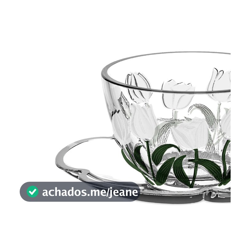 Jogo 8 Peças Café Tulipa Cristal 105ml Branco -L Hermitage