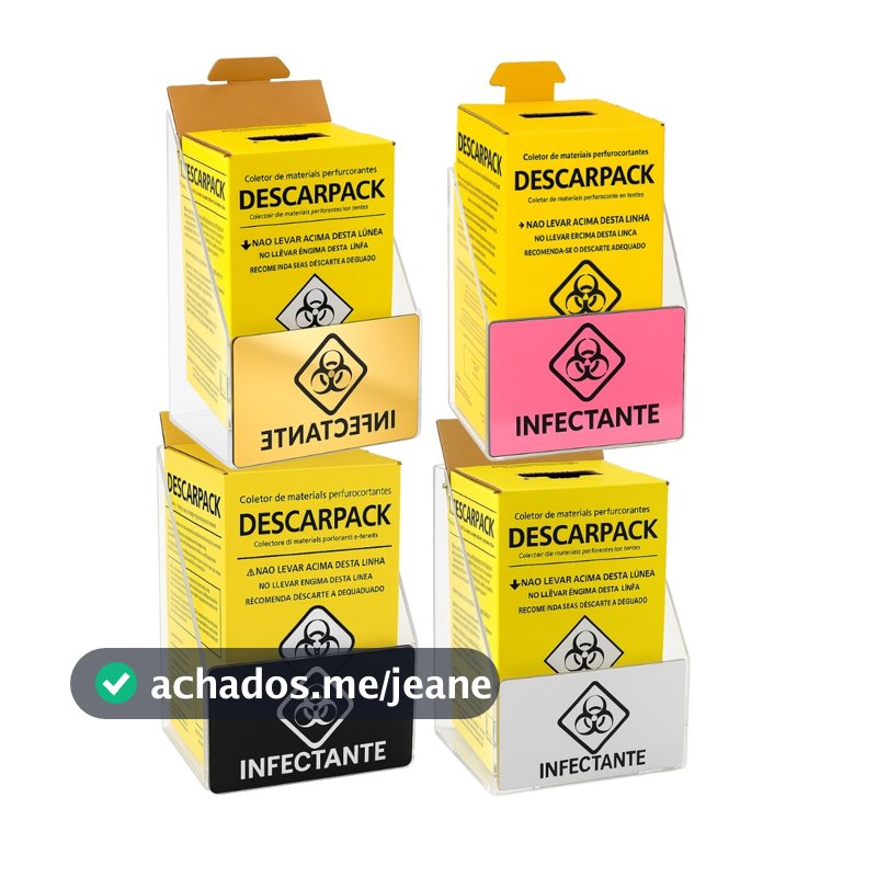 Suporte Caixa Coletora Descarpack 3litros Parede Mesa Balcão Resíduos Infectantes Descarte Biológico