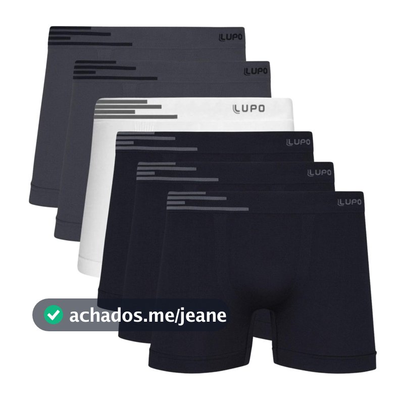 Kit 6 Cuecas Boxer Lupo Microfibra Poliamida Sem Costura Masculina Respirável Confortável Original