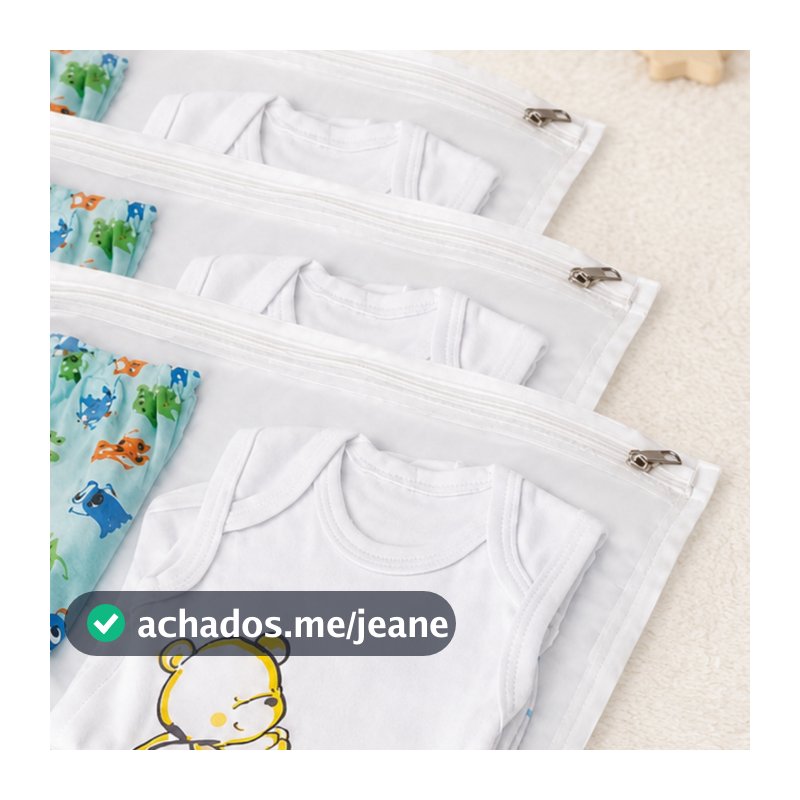 Kit 6 Saquinhos Maternidade Organizador com Zíper 25x35 Enxoval Bebê Roupa