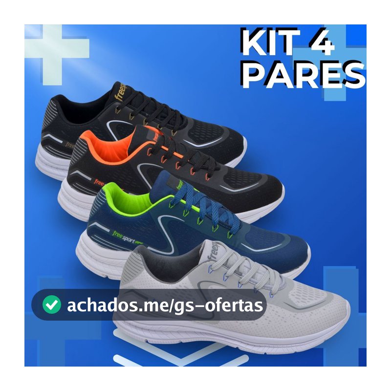 Kit 4 Pares Tênis Esportivos Masculino/Feminino para Academia e Corrida Lazer