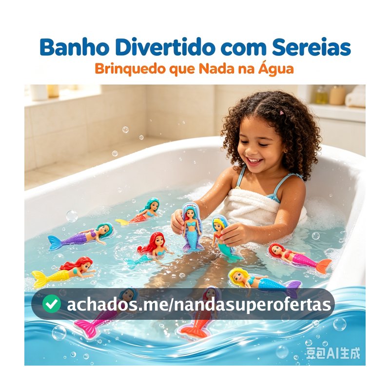 KIT 2/4 PCS Boneca Sereia Nadadora Sereia Encantada Nada de Verdade Piscina - Banho - A Corda