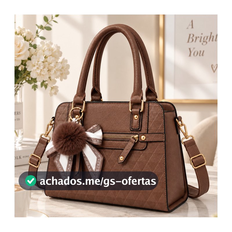 Bolsa Feminina Transversal Grande Capacidade Compartimentos Zíper Alça Acolchoada para Fim de Semana e Encontros