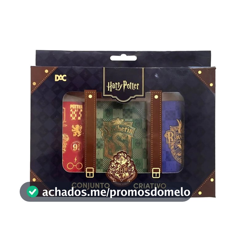 Caixa Criativa Harry Potter DAC 4 Cadernos A6 + Adesivos + 1 Caneta Pena