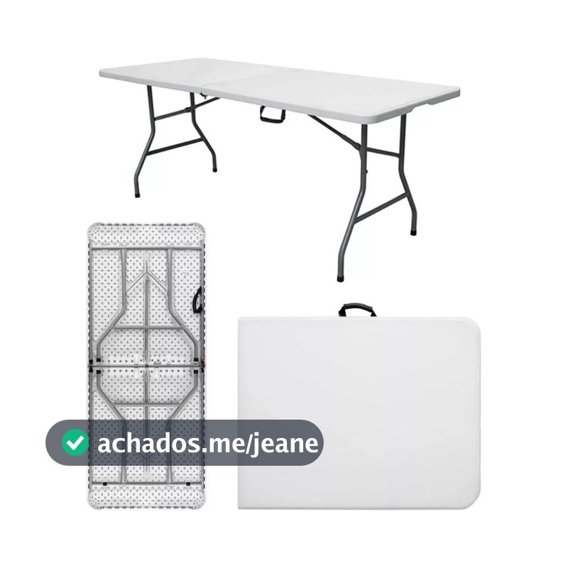 Mesa Dobrável Portátil Reforçada 1,80m Vira Maleta Com Alça Oferta