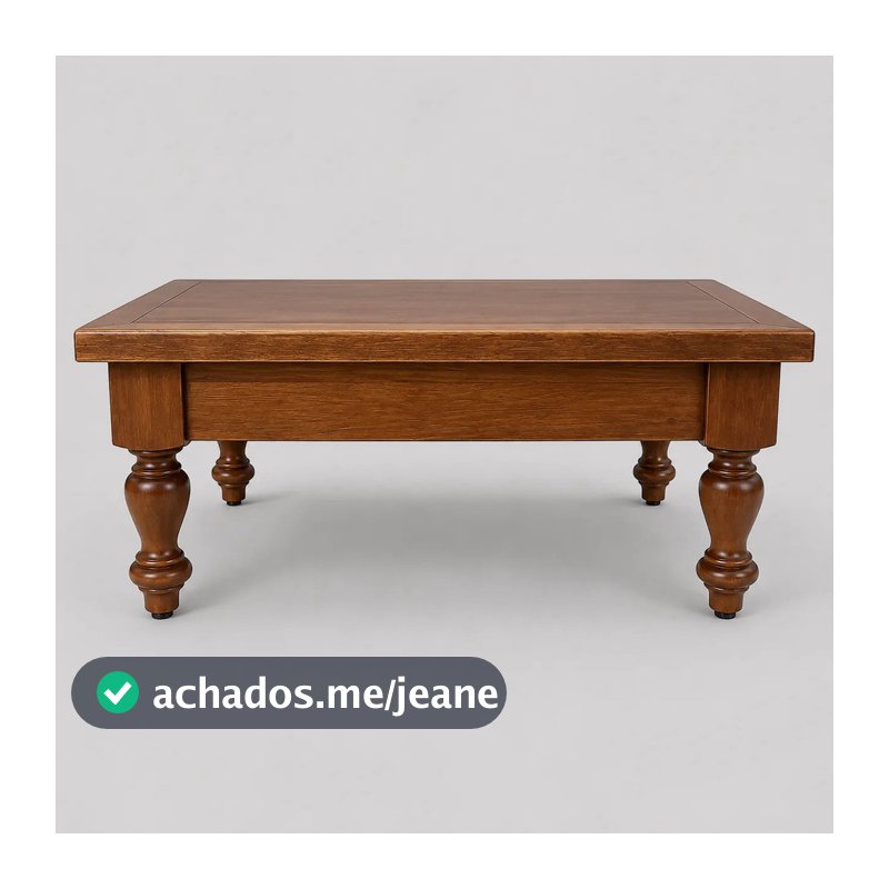 Mesa De Centro Sala Retangular Madeira Maciça 75x55 Castanho
