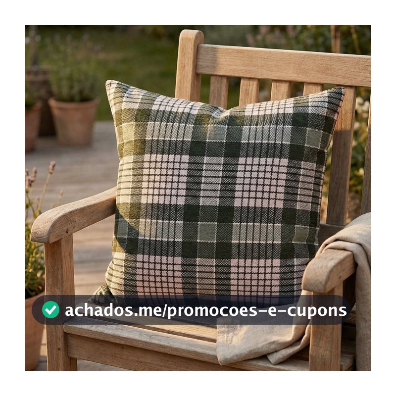 Kit 4 Capas Almofada 70x70 Linho Xadrez Gigante Estilo Farmhouse C/ Zíper