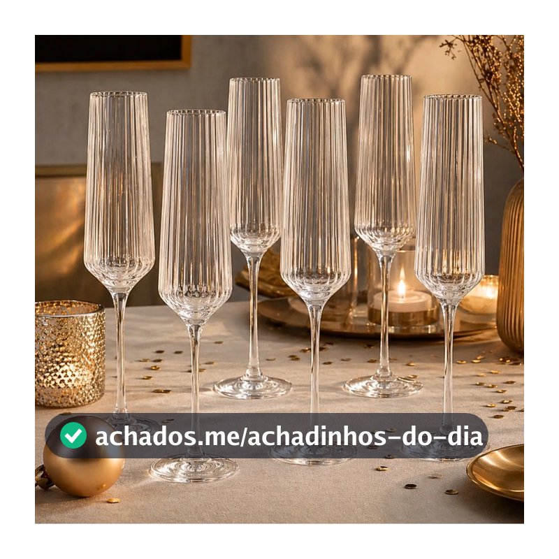 Conjunto de 6 Taças Netuno para Champagne em Vidro 190ml