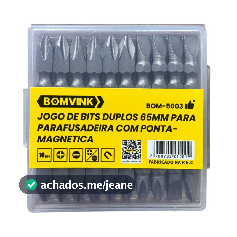 Bits Ponteira Dupla Magnetica Parafusadeira 65mm 10 peças