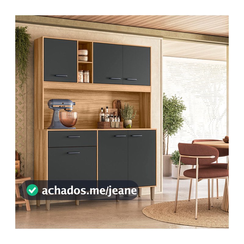 Armario de Cozinha Erva Doce 140 cm 6 Portas e 1 Gaveta