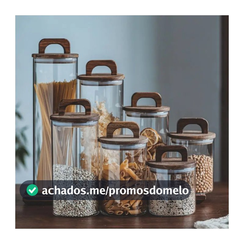 Potes em Vidro Hermético Com Tampa e Alça de Madeira (Monte o seu Kit)