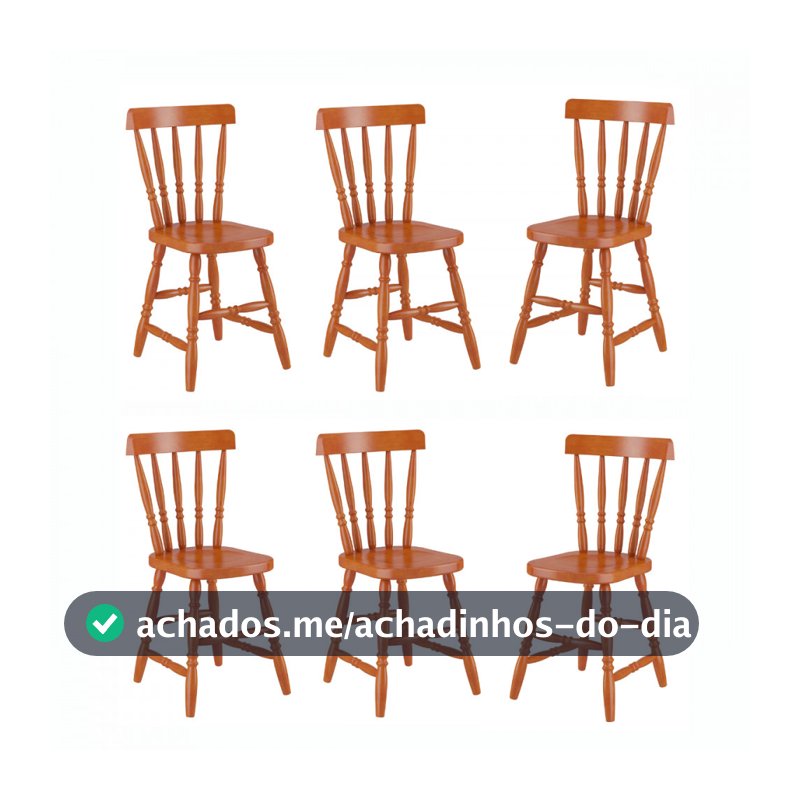 Conjunto 6 Cadeiras Madeira Eucalipto Mel Piratini