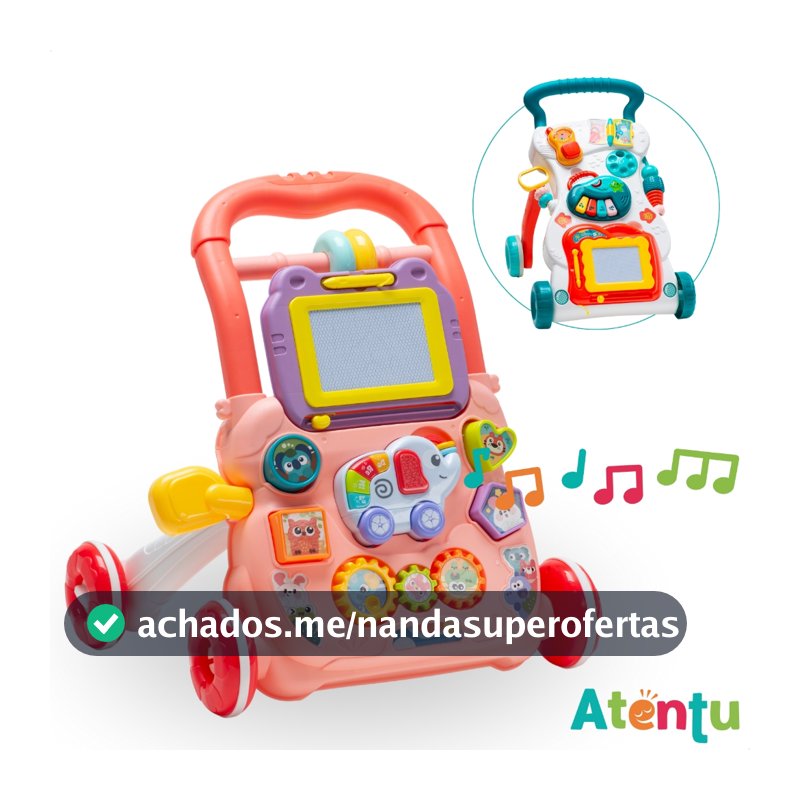 Andador Infantil Didático de Empurrar Brinquedo Educativo para Bebê Teclado Musical