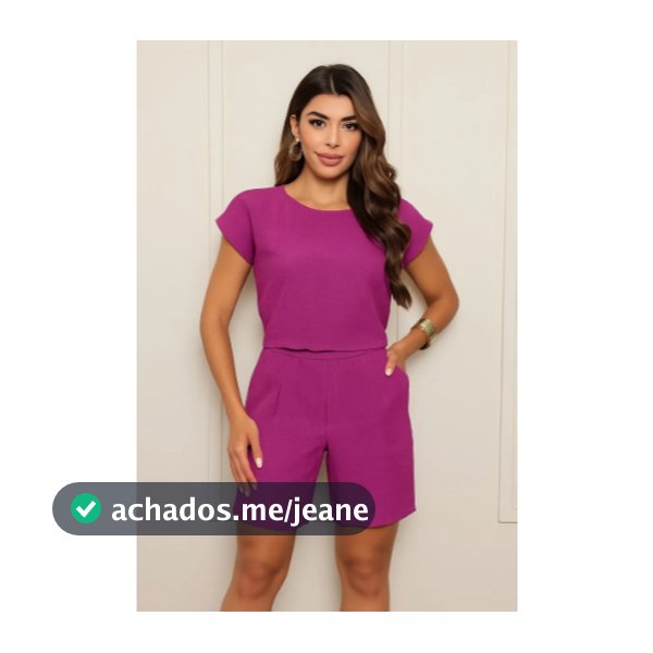 Conjunto Short Blusa Linho Cintura Alta C/ Elástico Feminino - PRONTA ENTREGA