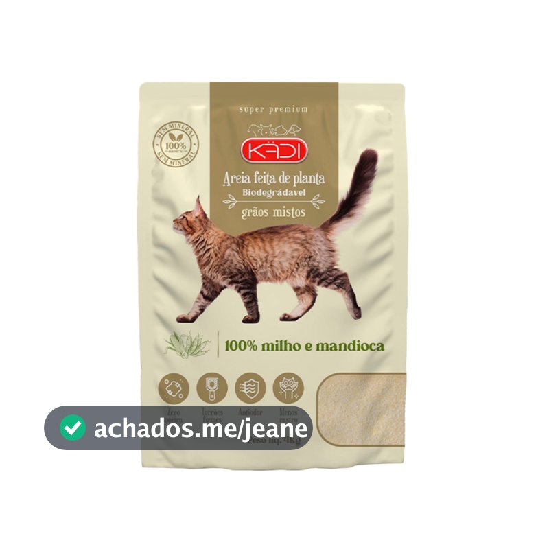 Areia Higiênica Kadi Milho e Mandioca Grãos Mistos 4 kg