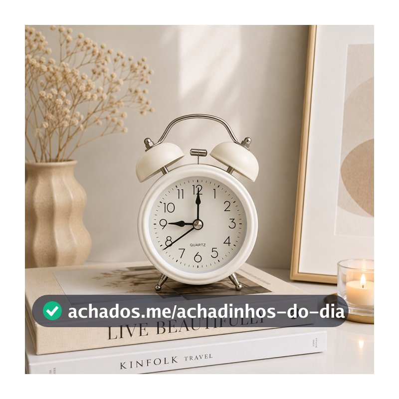 Relógio Despertador Vintage Analógico Retrô Cabeceira Duplo Sino Som Alto Decoração Para Quarto Escritório