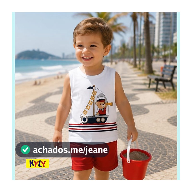 Conjunto Infantil Menino Verao Kyly Ursinho tamanhos 1 ao 3 1001863