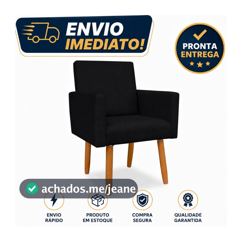 Envio Imediato - Poltrona para Sala Quarto Escritório Consultório Barbearia Escrivaninha - Poltrona Nina Pé Palito