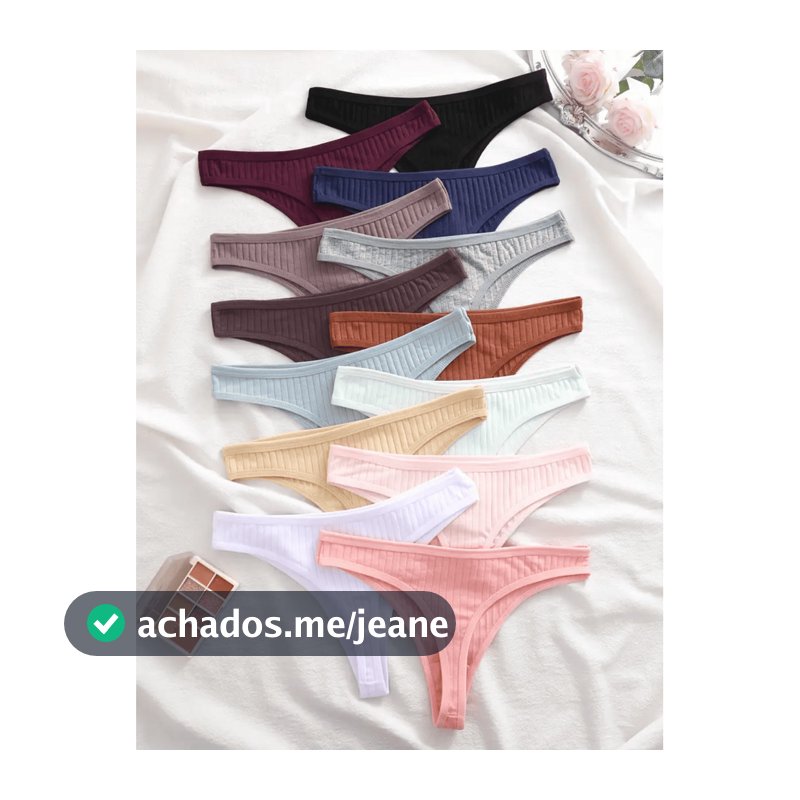 Kit de Calcinha Fio Dental Feminina Canelado Forro de Algodão