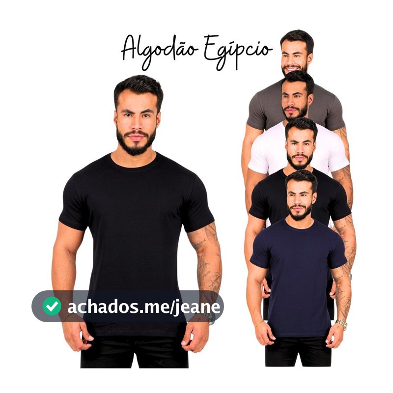 Camiseta Masculina Camisa Basica Algodão Egípcio Não Amassa