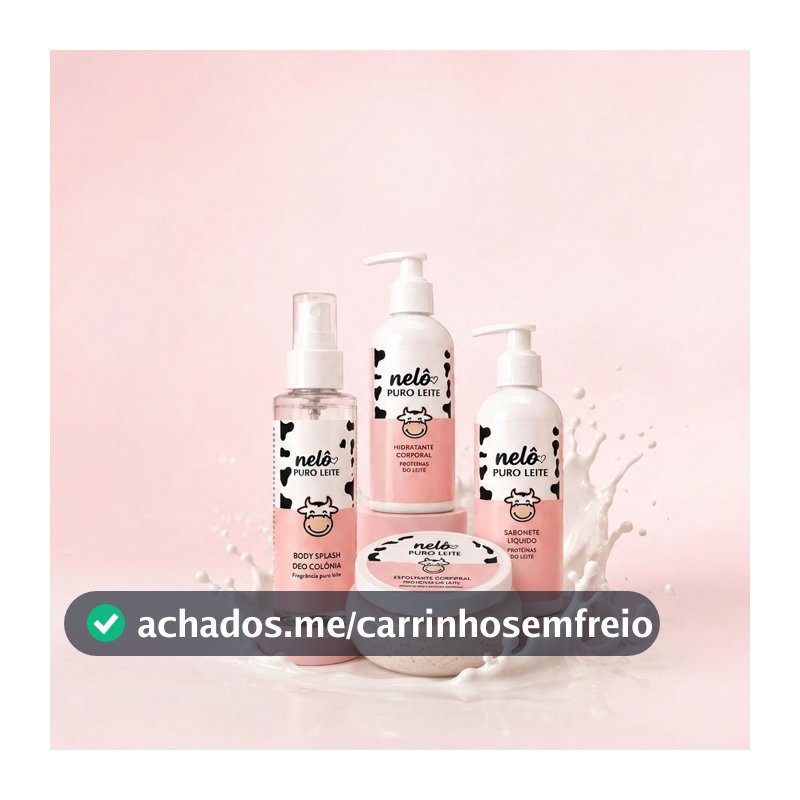 Kit Puro Leite Vaquinha - Sabonete, Esfoliante, Hidrante Corporal e Body Splash