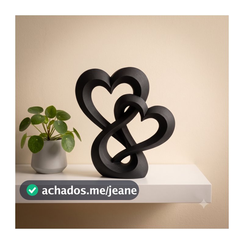 Escultura Corações Entrelaçados Decorativa Moderno Amor Decoração Casal