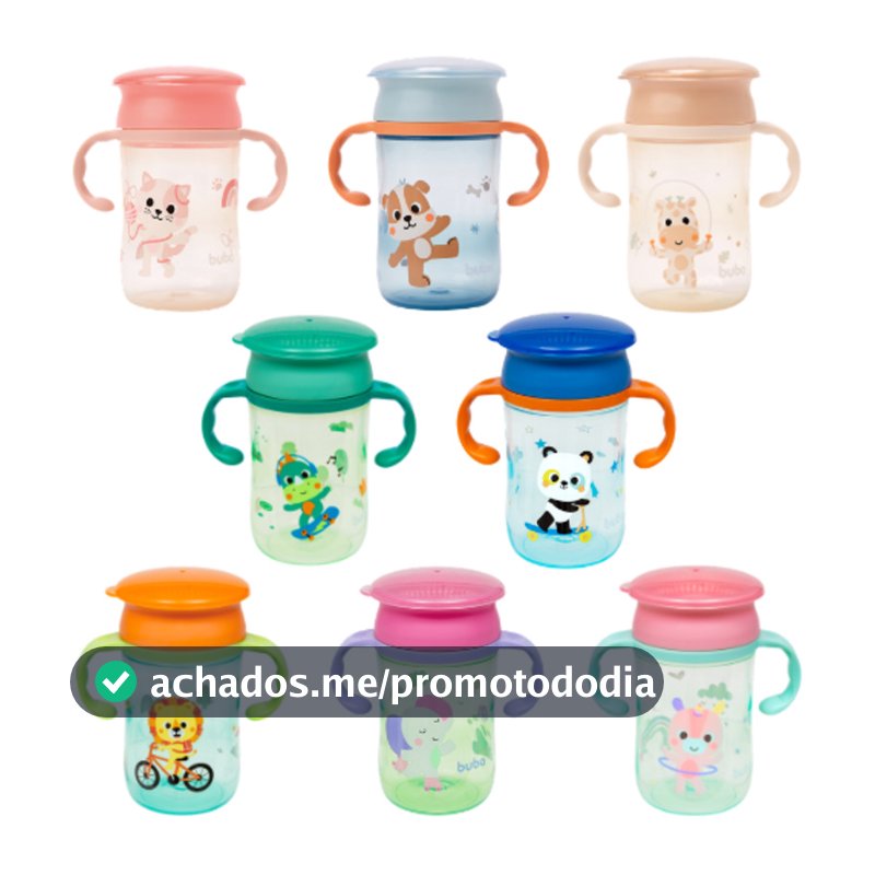 Copo De Treinamento Buba Antivazamento Gira 360° Com Alça Introdução Alimentar Bebê Infantil 300ml