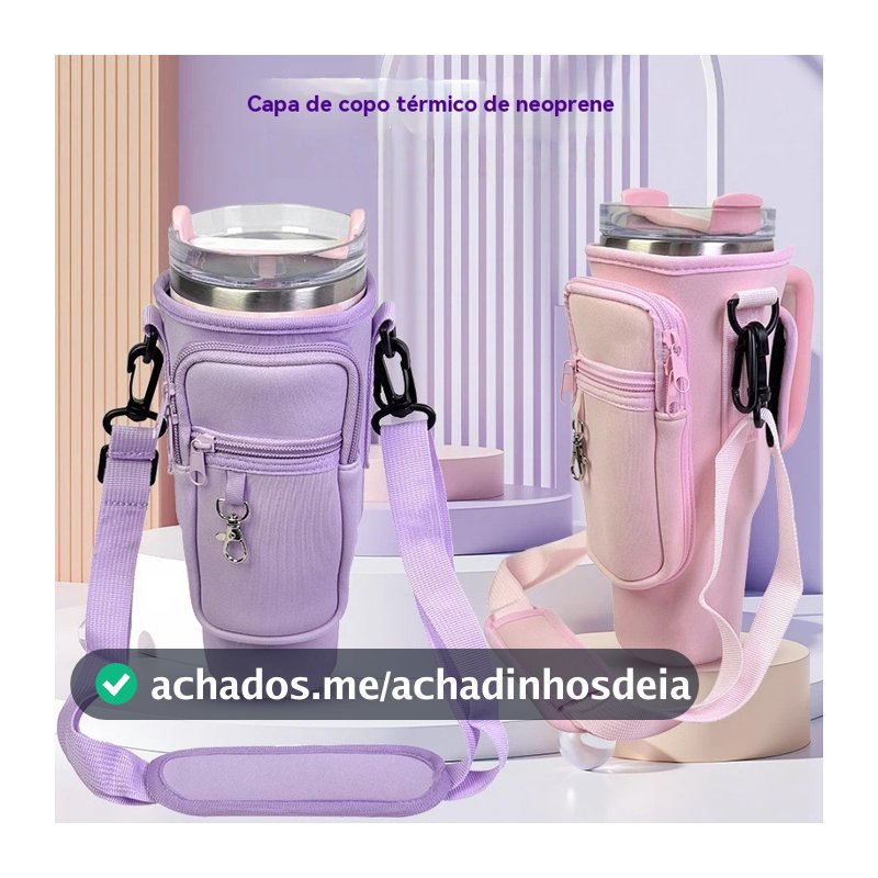 Capa para copos térmicos Com Alça De Ombro Perfeita Para Transporte