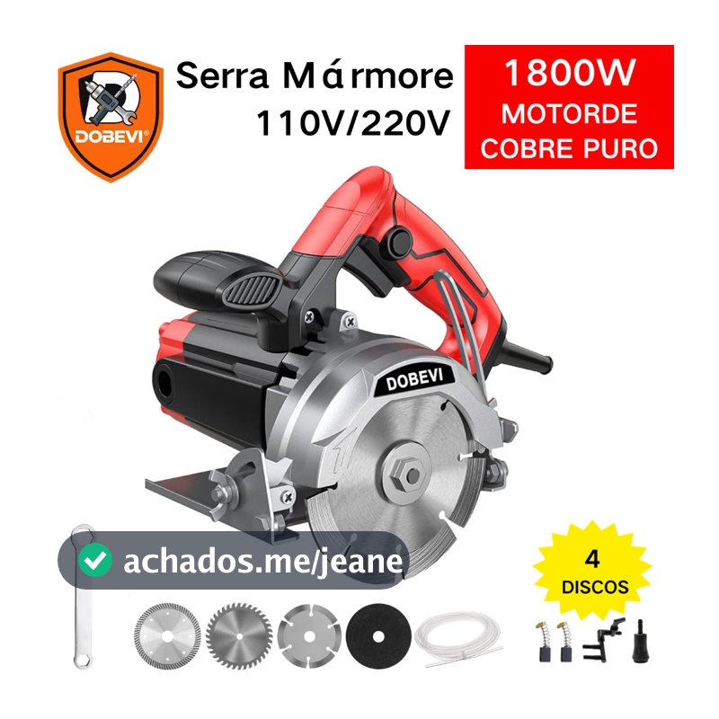 1800W Serra Marmore Mármore Concreto Profissional-Corta Piso Refrigeração Regulagem+ 4 Discos Dobevi