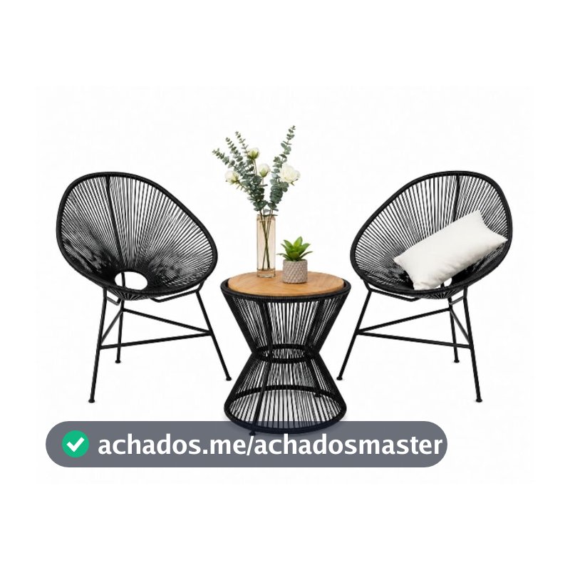 kit Varanda 2 Cadeira Acapulco +Mesa Ampulheta Fibra Sintética