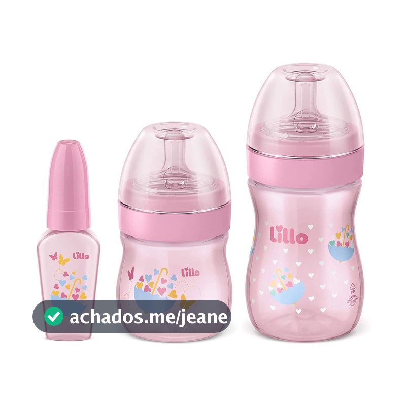 Kit de Mamadeira Primeiros Passos 50/150/240ml Rosa - Lillo