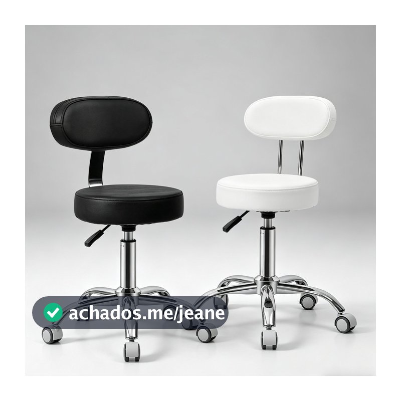 Cadeira Mocho Giratória c/ Encosto Estética Manicure Massagista Ergonômica Plus