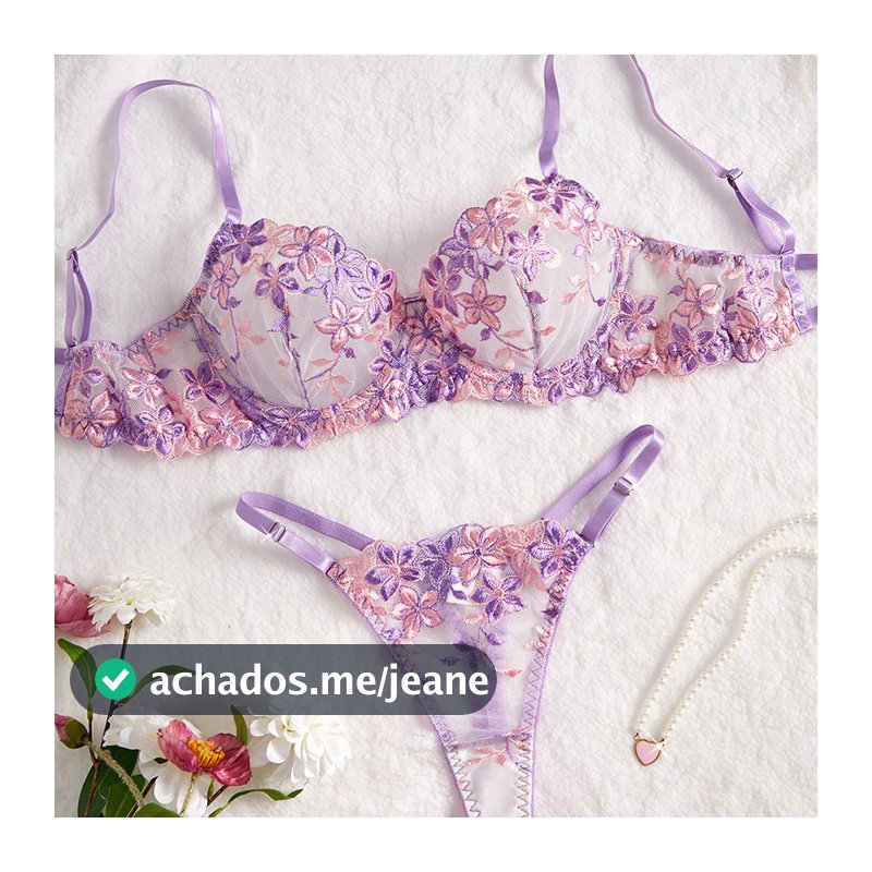 Conjunto de roupa íntima oca Conjunto de sutiã bordado de renda ultrafina