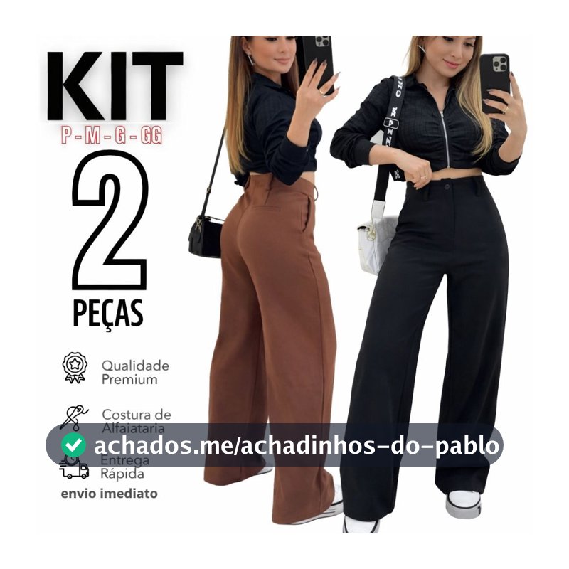 Kit 2 Calça Alfaiataria PREMIUM Cintura Alta Com Bolso PROMOÇÃO